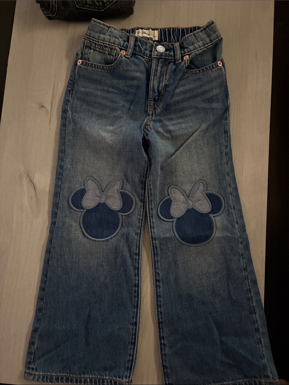 Girls Blue Denim Jeans with Minnie-Inspired Knee Patches